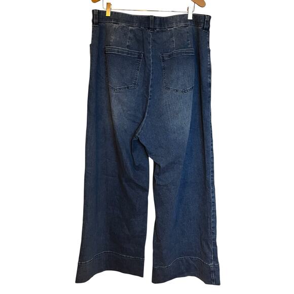 Universal Standard Carrie High Rise Wide Leg Jeans Dark Indigo Nautical Size 18 - Picture 2 of 10